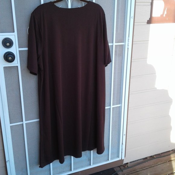 * Susan Graver Brown Mid-length Dress Sz 3X NWOT - Picture 3 of 5